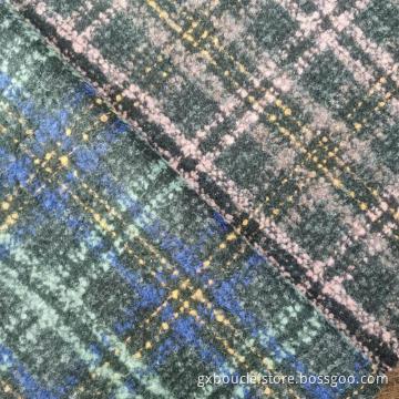 Woolen Boucle checked with loops yarn brushed fabric